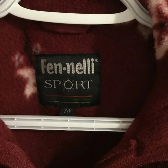 Vintage Fen.nelli SPORT long floral fleece jacket in Red and  white - Size 7/ 8 - Picture 3 of 11